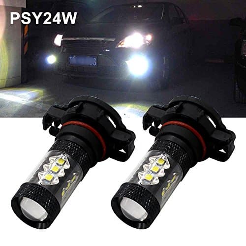 Boodlied Extremely Bright Max 50W High Power PSY24W H16 Headlight Bulb LED Fog Bulbs for Auto Fog Lights Truck RV Camper Daytime Running Driving light,xenon White,12V(2-Pack).