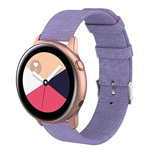 EUYOUZI Replacement Watch Bands Compatible with Samsung Galaxy Watch Active 20mm Soft Canvas Band Replacement Strap Wristbands Purple
