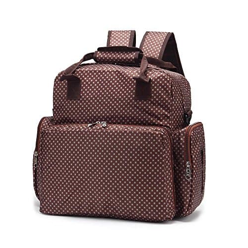 EGRAND Diaper Bag Backpack with Changing Pad and Insulated Pockets, Large Capacity Waterproof Travel Diaper Backpack for Mom(BROWN)