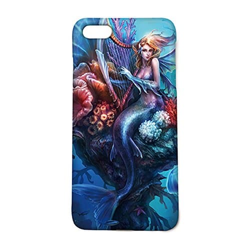 Mermaid Playing Harp On Coral Reef Pattern Iphone 6 Plus Case, Mystery Aquamarine Design Iphone 6Plus 5.5Inch Protective Phone Cover