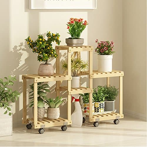 Flower Stand Multi-layer Wooden Floor-standing Space Saving Indoor And Outdoor Balcony Living Room Shelf Patio Plant Stand Pot Rack (Color : Wood color, Size : B)