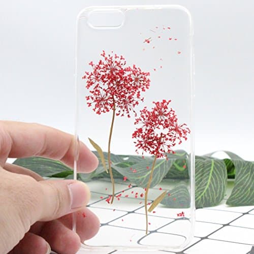 iPhone 7 Plus Case, Crystal Clear Phone Cover [Real Dried Flower and Leaf Embedded] Real Handmade Pressed Dried Flowers Case for iPhone 7 Plus[5.5 Inch] (#5)