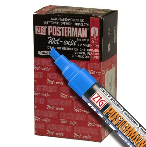 Zig Posterman Wet-Wipe 6mm Metallic Blue Paint Markers - Box of 12