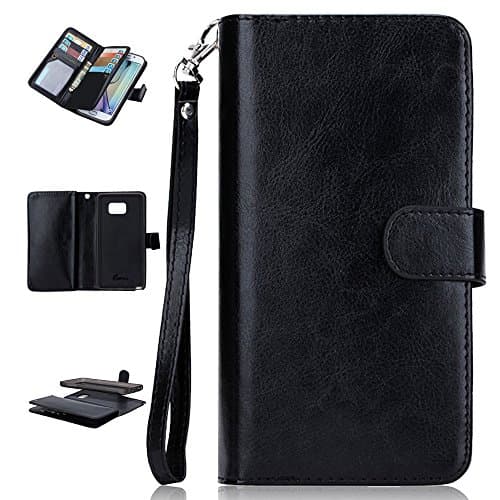 Galaxy S7 Edge Case, S7 Edge Case, Samsung Galaxy S7 Edge Case, AMCHOICE(TM) (Black) PU Leather 9 Slots Wallet Case For Samsung Galaxy S7 Edge (Free Stylus,Screen Protector)