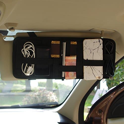 Car Visor Organizer Tactical Elastic Sun Visor Storage Board Card Storage and Electronic Accessory Holder