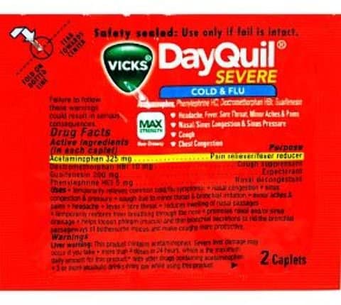 Vicks Dayquil Severe Cold &amp; Flu - Multi-Symptom Relief (25 Pieces) - Vicks Dayquil Severe Cold &amp; Flu2 Softgels In Travel Size Individually Sealed Packet. Temporarily Relieves Common Cold/Flu Symptoms