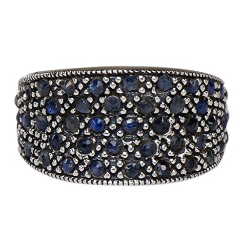 Simple Natural Sapphire saddle ring sterling silver 925