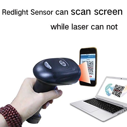 25CM/S Fast scan 1D 2D Super Redlight Handheld Barcode Scanner Reader Kit 32 bit Decoder Can Scan Scratched or Crumpled or Damaged Bar codes