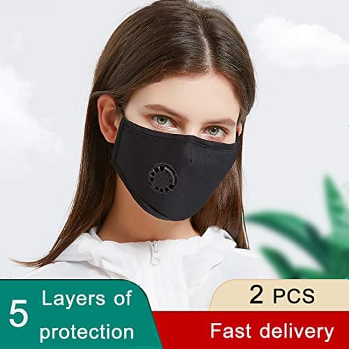2 Pack Cotton Washable masque with Breathing Insert, Cloth masque for Gérms Coroná Virùs Coronávirus Flù protection,Replaceable Activated Carbon Filter, Unisex Protective masque (Blue -2 pcs.)