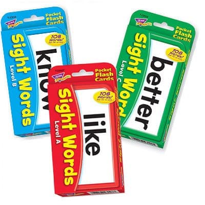 Childrens Sight Words Pocket Flash Cards Combo Pack (Level A, B & C) By Trend