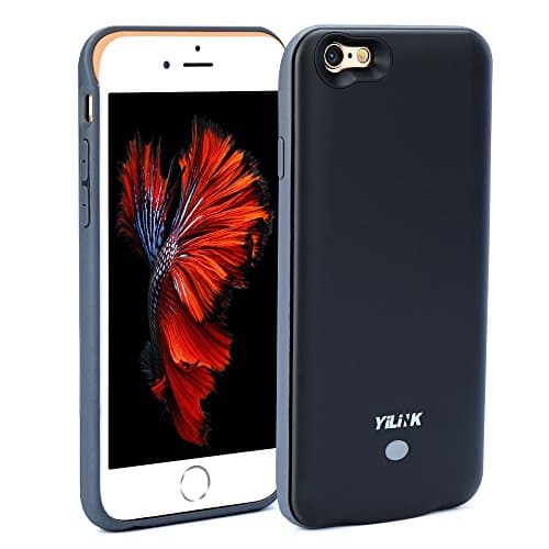 4.9mm Super Slim iPhone 6 6s Charging Case, YILILK Portable Lightweight Battery case for iPhone 6 6s 4.7", 100% Extra Battery Life with Lightning Port(black)