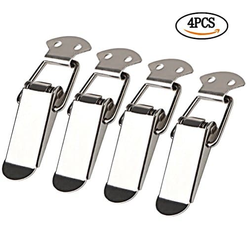 Hugesavings 4 Pcs Stainless Steel Spring Loaded Toggle, Silver Case Box Chest Trunk Latch Catch Clamp Clip