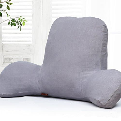 Long Back Reading Pillow Removable Cotton Cover Bed Rest Pillows Back Support Cushions for Car Sofa Chair (Grey)