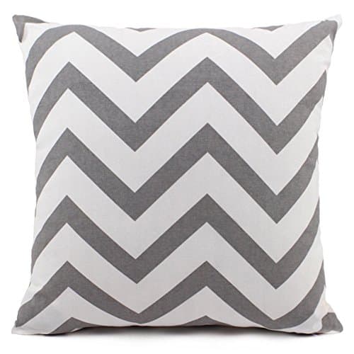 sitiawan Solid Cotton Canvas Decorative Throw Pillow Cover Chevron Striped Pillowcase Wavy Stripe Cushion Covers for Chair Sofa Bed, 20 X 20 Inches, Silver Grey