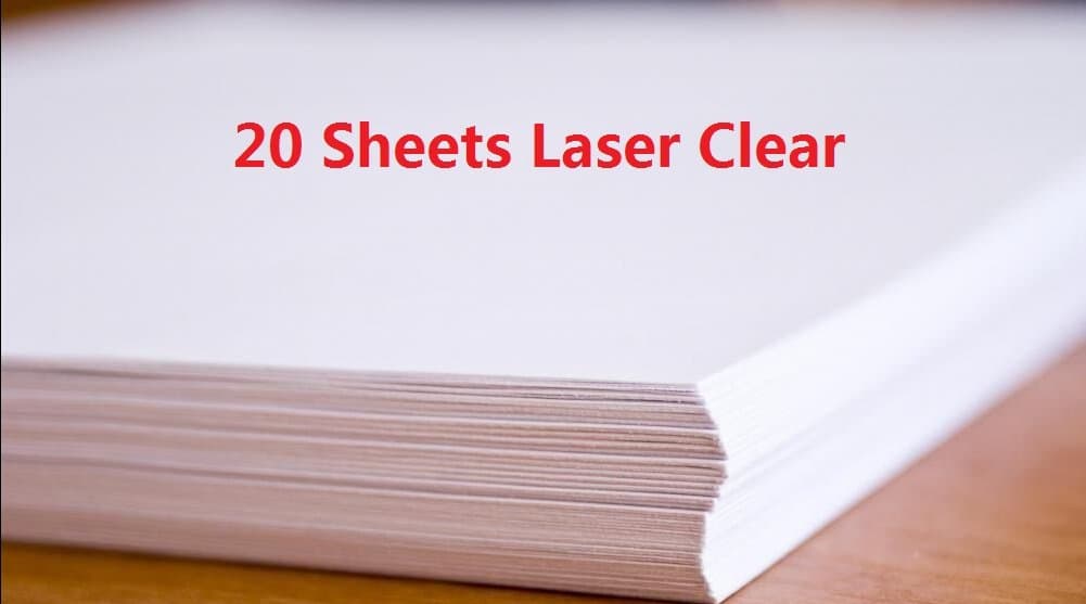 20 Sheets A4 Laser Water Slide Decal Paper Sheets Transparent Clear DIY for Laser Printer