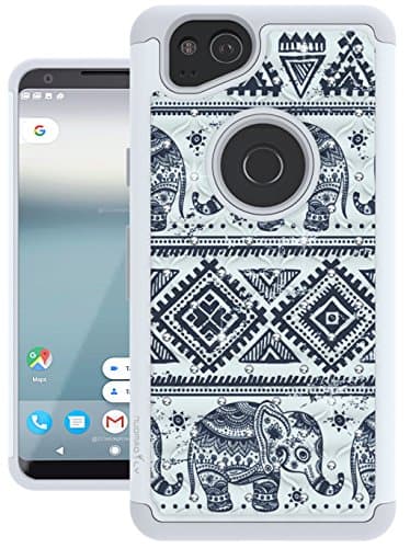 Google Pixel 2 Case, Nuomaofly [Creative] Studded Rhinestone Crystal Bling Hybrid Armor Defender Protective Case Cover for Google Pixel 2 (Elephant)