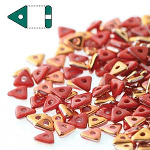 Opaque Red Sun Set Czech Glass Sead Tri Beads 4.6mmx1.3mm Thick Approx 9gr Tube