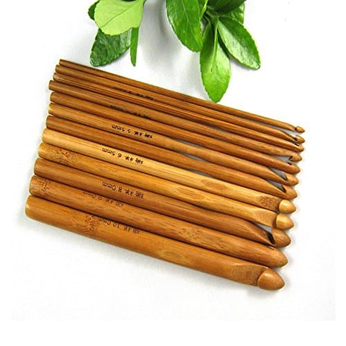 12 Pcs Sweater knitting Circular Bamboo Handle Crochet Hooks Smooth Weave Craft Needle 12 Size