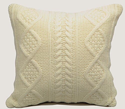 Acrylic Knitted Throw Pillow Cover (Ivory)