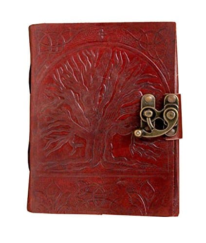 SR Leather Journal Writing Notebook 100 Pages - Brown Tree Antique Handmade Leather Bound Daily Notepad For Men &amp; Women Art Sketchbook Travel Diary to Write &amp; Draw in (5x7x2 inch)