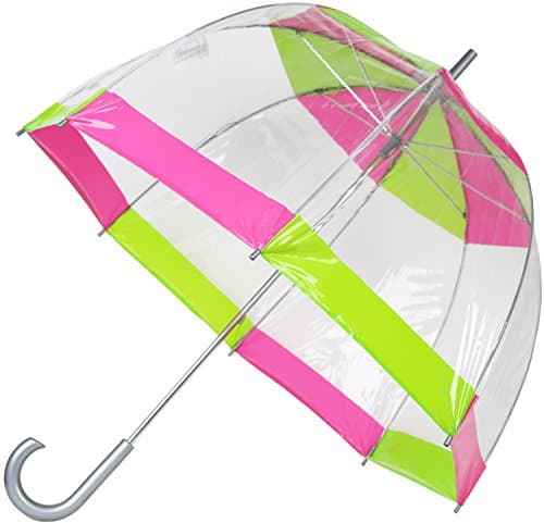 Totes Clear Bubble Umbrella (One Size, Pink/Green)