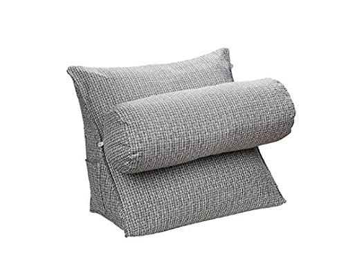 Adjustable Back Wedge Cushion Pillow 18.5*17.7*9inch Sofa Bed Office Chair Rest Cushion Neck Support Pillow Pearl Wool (Gray)