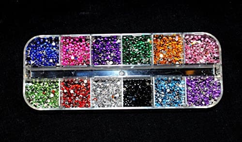 3000pcs Round 2 Mm Rhinestone Decorations with Hard Case, Craft Cell Phone Decorations Greeting Card Decoration Laptop Ipad Tablet Decoration, Finger Nail Art, Toe Nail Art