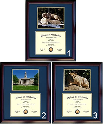 Penn State Diploma Frame - Photo Option #3 - Walnut Frame