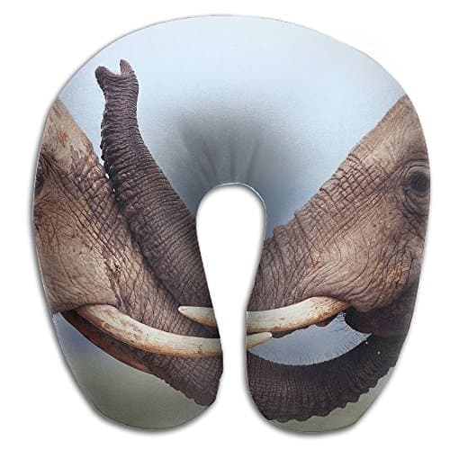 Creative Elephants Wildlife Design Comfortable U Shaped Neck Pillow Soft Neck Support Pattern Pillow For Rest,Travel,Car,Airplane,Bed,Sofa