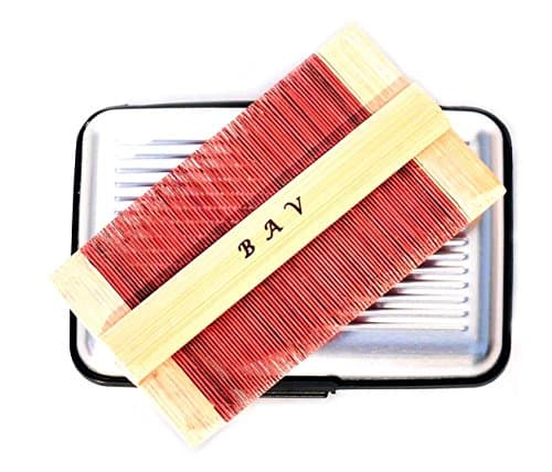 Terminator Lice Comb bamboo, Double Sided Professional lice comb bamboo Remove Goods Beard + hard silver case (Bamboo Red)