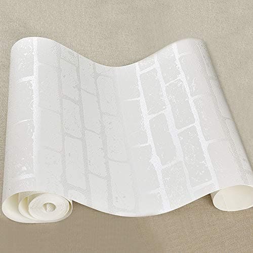 LINGJUN Modern Minimalist Non-Woven Water Plant Pattern 3D Flocking Embossed Wallpaper Roll Living Room Bedroom (White03)