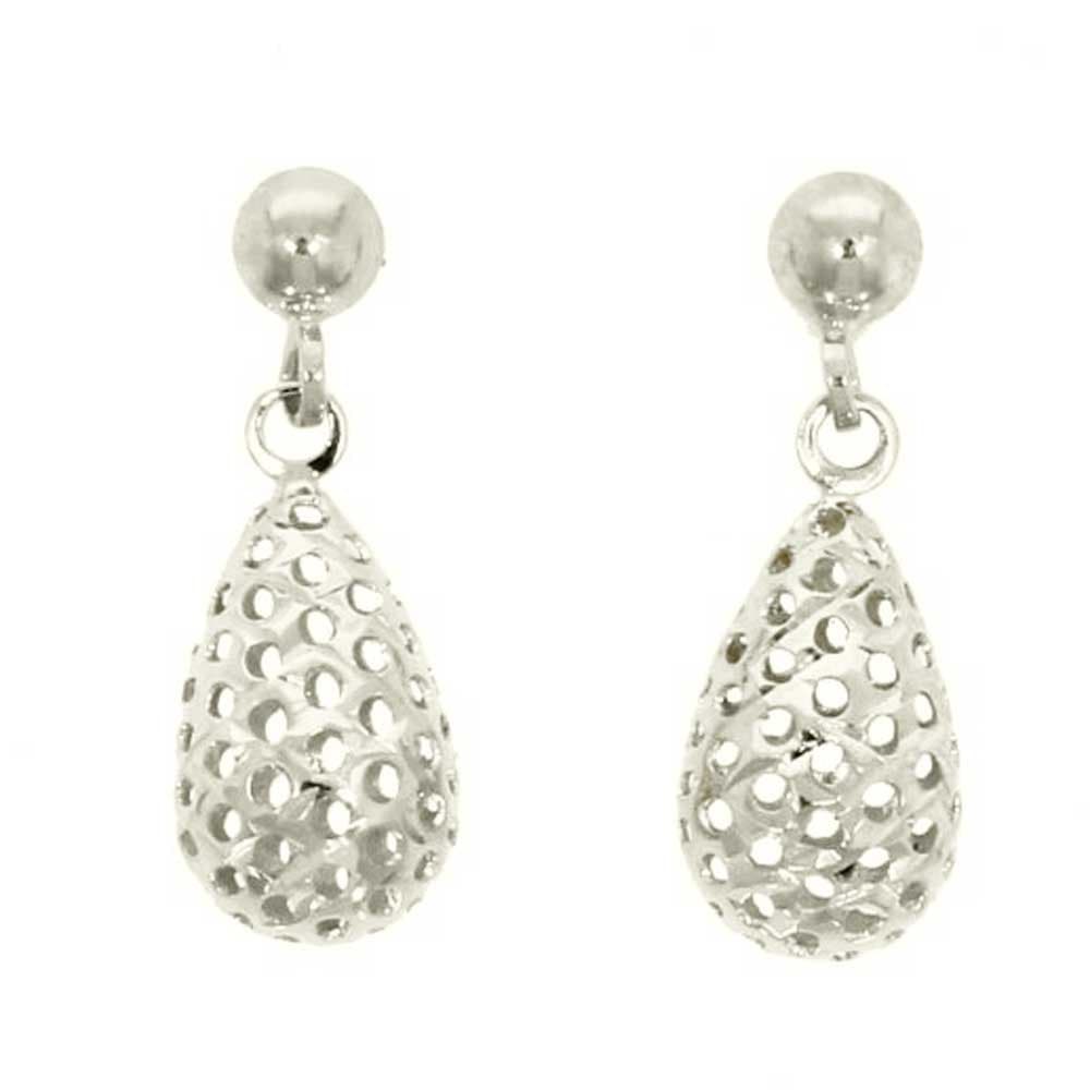 9ct White Gold Openwork Teardrop Earrings 10.07.101