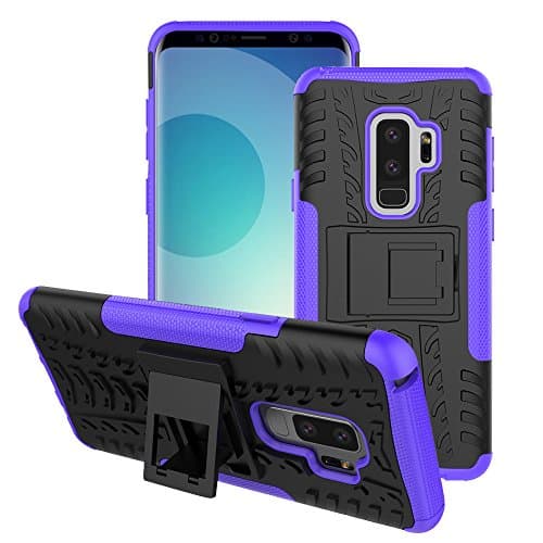 Samsung Galaxy S9 Plus Case, NOKEA Dual Layer [Drop Protection] Shock-Absorption Protective Case with Kickstand Combo PC+TPU Back for Samsung Galaxy S9 Plus (Black Purple)