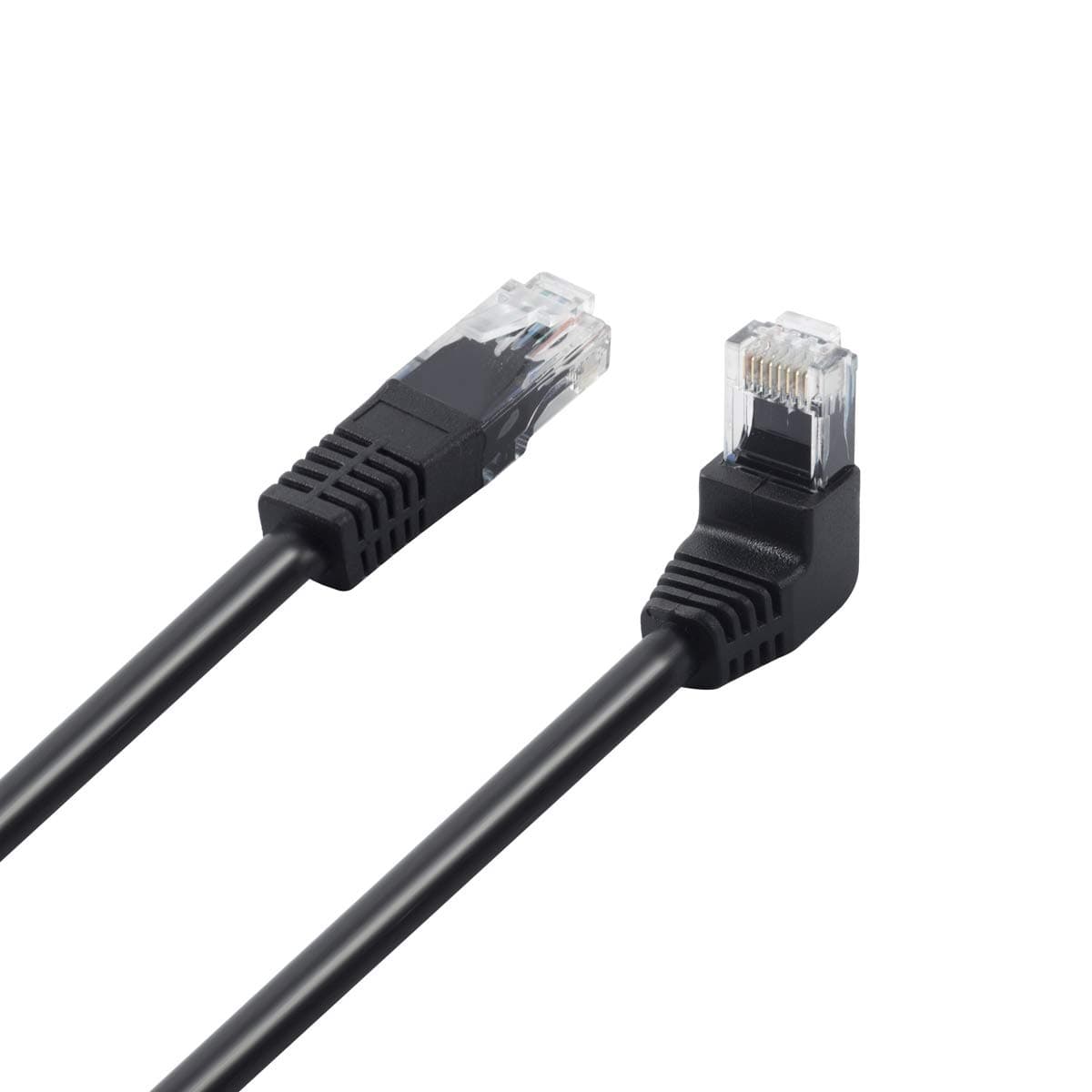 GREATLINK Cat6 Ethernet Cable (Downward Angled) - RJ45 90 Degree Network Connector 500MHz 10Gigabit Gold Plated Patch Plug Wire LAN Cord for PS4 Fire-Stick Xbox One Smart TV Computer (3FT)