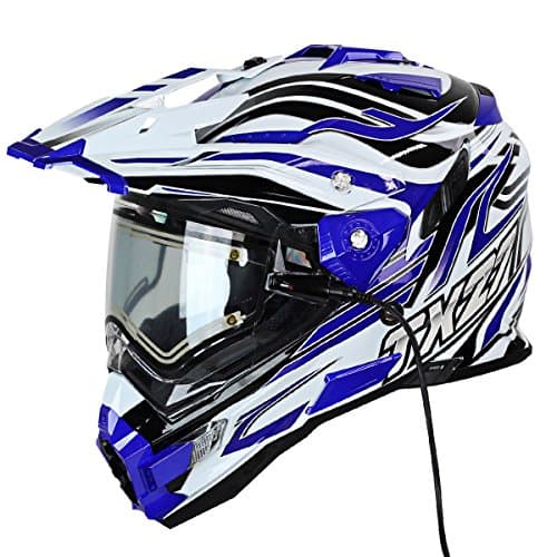 Snow Master TX-27 White Blue DS Snowmobile Helmet - Medium