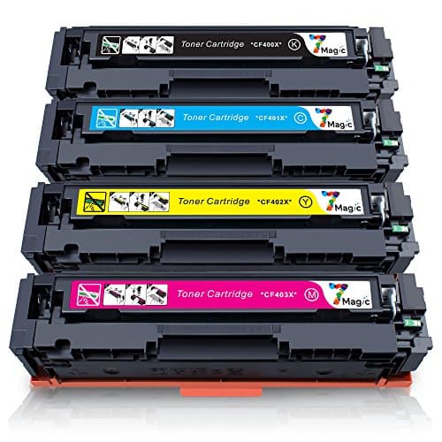 7Magic Compatible 201X CF400X high Yield Toner Cartridge CF400A CF401X CF402X CF403X for Color Laserjet Pro MFP M277dw M252dw MFP M277n M252n Printer (Black,Cyan,Yellow,Magenta)