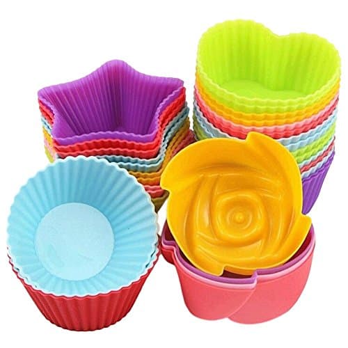 Katie 48 Pcs Multiple Shapes Silicone Cake Molds Baking Molds Muffin Cups Unique Style Cake Tool Kitchen Accessory