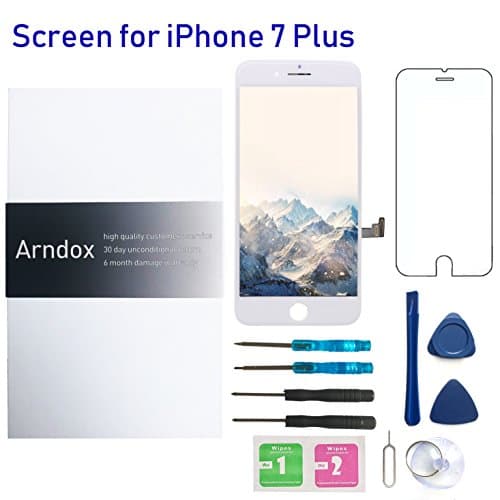 For iPhone 7 Plus Screen Replacement, Arndox 5.5 Inch LCD Display Digitizer 3D Touch Screen with Repair Tool Kit and Tempered Glass (i7P-White)