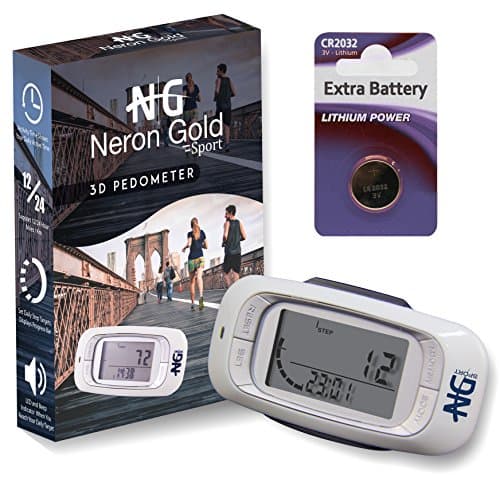 Neron Gold Walking 3D Pedometer: Best Walking Pedometer For Accurate Activity Fitness Tracking/Reliable 7-Day Memory For Step, Distance & Calorie Count/Reach Your Fitness Goals/Great Gifting Idea