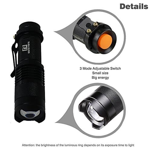 Boston Fortis Mini Bright Tactical LED 3 Mode Flashlight with Zoom Lens (Quantity 2)