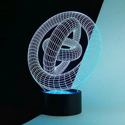3D Optical Abstract Art Sculpture Night Lights Ring in Ring, 7 Colors Changing,Smart Touch Button USB Powered, Produces Unique Lighting Effects for Home Decorate, Christmas Gifts for Children 2868