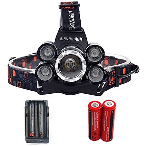 EXCELLIGHT 12000Lm XML T6 3/5 LED Headlight Headlamp Head Lamp Light 4 mode torch 2x18650 battery+EU/US Car charger for fishing Rechargeable Lights (OPTION B)