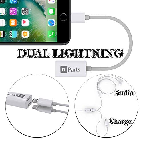 iTParts Lightning Audio + Charge &amp; Sync DoubleStar for iPhone 7 and iPhone 7 Plus, Use Lightning Headphones and Charge at the Same Time