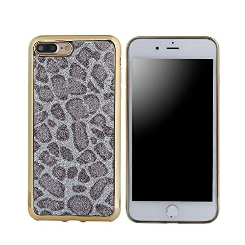 Sexy Leopard Pigeon Paste Gradient Colorful Slim Lightweight Soft Soft Shock Absorb Soft TPU Apple iphone 7 Plus Protective Case (Gold + gray leopard pattern)