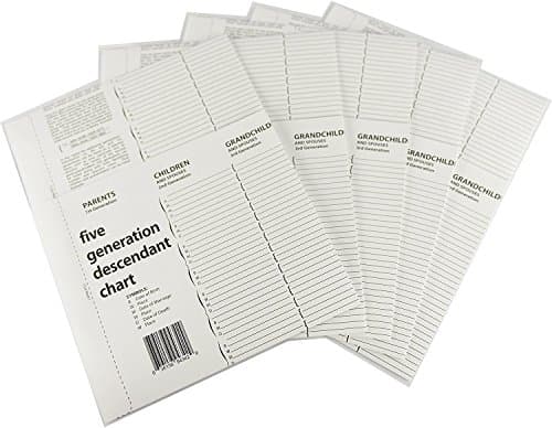 TreeSeek® 5 Generation Descendants Chart | 5 Pack | Blank Genealogy Forms for Family History and Ancestry Work