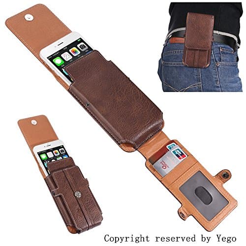 Esing Universal Belt Clip PU Leather Wallet Case for iPhone 5s se 6 6s 7 8&amp;sony xperia z5 compact/x compact/HTC one m7 10 mini Pouch Carrying Phone Holster(Coffee)