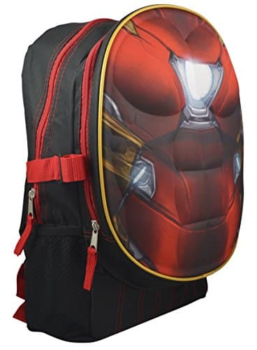 Marvel DC Comics Superheroes Domed Shaped 3D Pop Out Boys' 16" School Book Bag w/ Bonus Coloring Book (Ironman)
