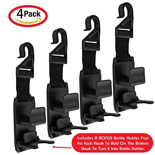 4 Pack Car Seat Headrest Hooks By Oetoe, Strong And Durable Backseat Headrest Hanger Storage For Handbags, Purses, Coats, and Grocery Bags, Universal Vehicle Car Seat Back Headrest Bottle Holder