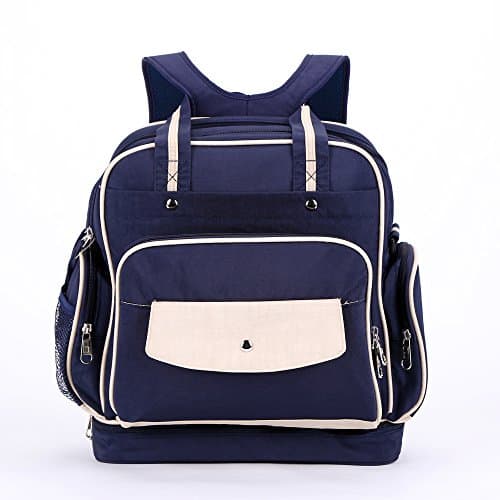 Larger Capacity Backpack Diaper Bags By LISICK Smart Organizer System 16 Pockets--Blue