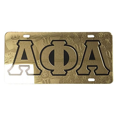 #6105 - Alpha Phi Alpha License Plate Car Tag - Symbol Back, Gold